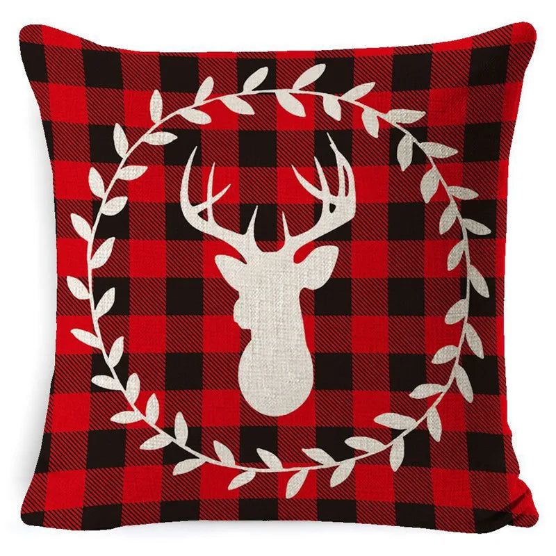 DecorBites™ Christmas Deer Linen Pillow Cover 45x45cm for Home Sofa Decor