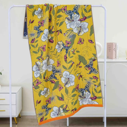 DecorBites™ Cotton Bath Towel - Boho Floral Design - Absorbent & Quick Dry - Large Size 80x160cm