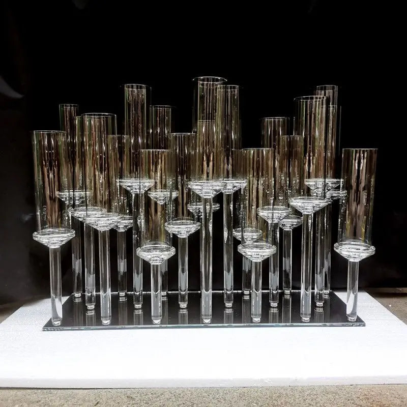 DecorBites™ Crystal Glass Cover Candle Holders - Elegant Table Centerpiece for Candlelight Dinners