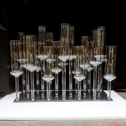 DecorBites™ Crystal Glass Cover Candle Holders - Elegant Table Centerpiece for Candlelight Dinners