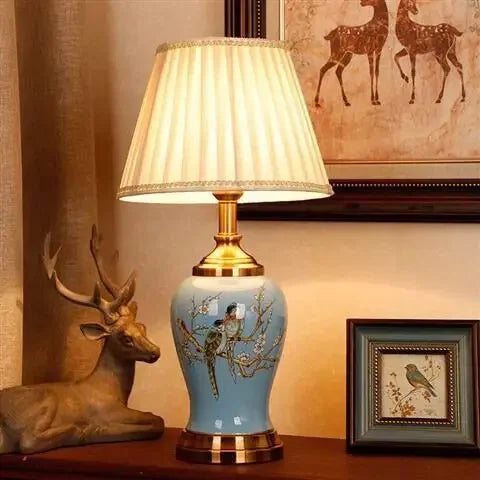 DecorBites™ Chinese Ceramic Table Lamp for Living Room, Bedroom, and Study Room