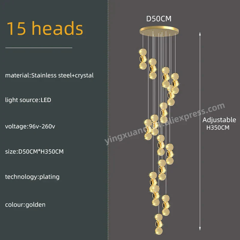 Decorbites™ Goldene Kristall-Leuchter LED-Hängeleuchte für moderne Wohnräume