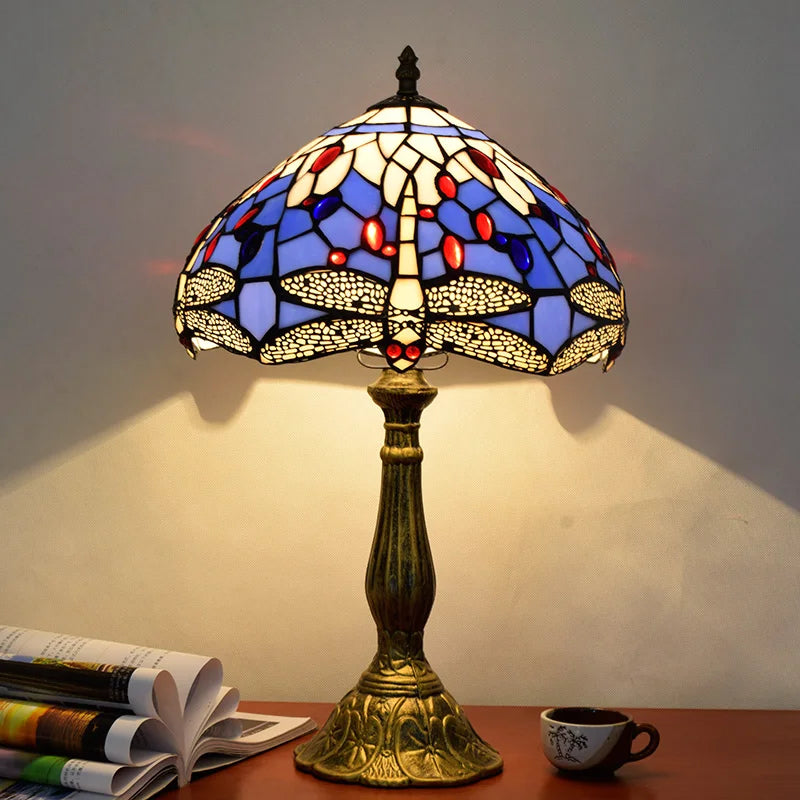Decorbites™ Libelle Tiffany Bleiglas Tischlampe Vintage Schreibtisch Restaurant Schlafzimmer Beleuchtung