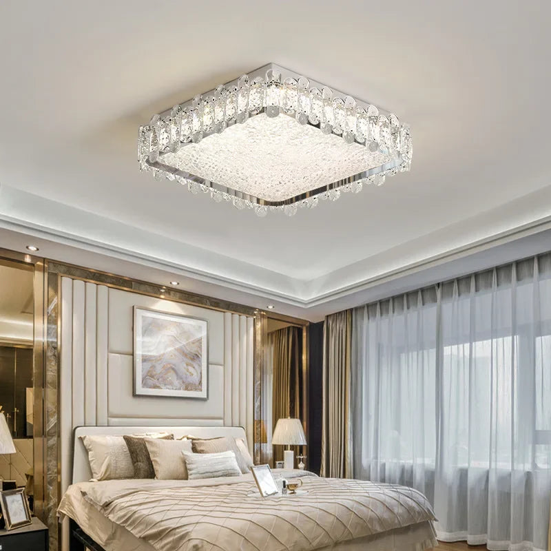 DecorBites™ Crystal LED Ceiling Chandelier: Modern Dimmable Lighting Fixture for Stylish Home Decor