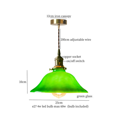 DecorBites™ Green Glass LED Pendant Light for Home Decor and Cafe Lighting