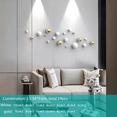 DecorBites™ Gold Ball Wall Hanging Ornaments Spherical Crafts Room Decor Display Pendants