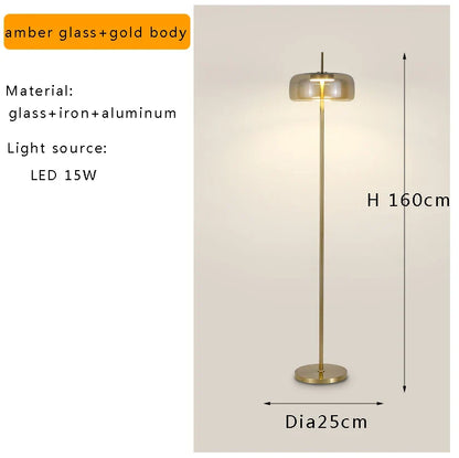 DecorBites™ Gray Glass Floor Lamp: Italian Design Minimalist Standing Lighting for Living Room