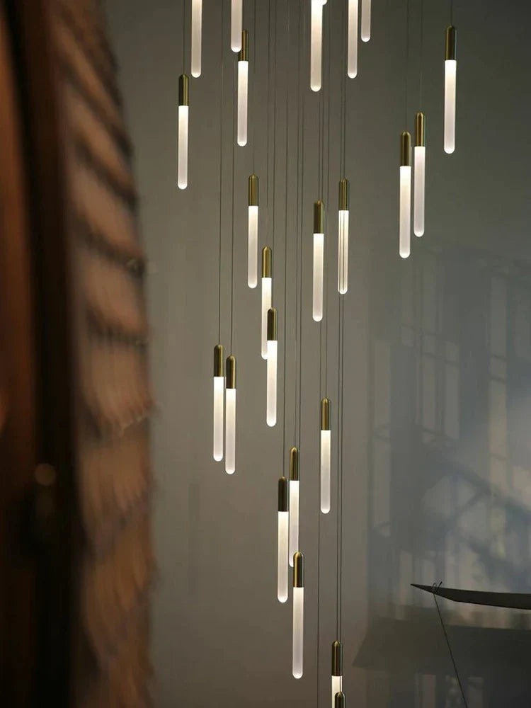 DecorBites™ LED Nordic Cylinder Chandelier: Modern Indoor Lighting for Staircase & Decoration