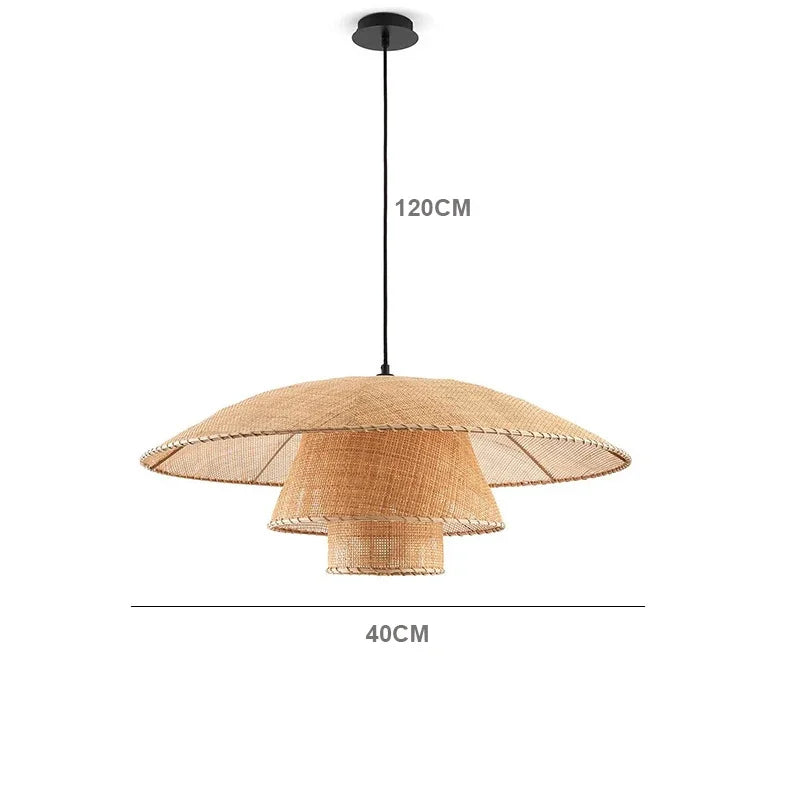 DecorBites™ Japanese Wicker Petal Chandelier for Tea House Dining, Parlor, Restaurant