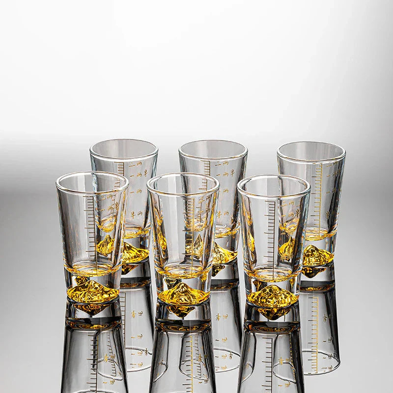 DecorBites™ Clear Glass Liquor Cup Set 2oz Chinese Spirit Drinking Glasses with Graduated Line