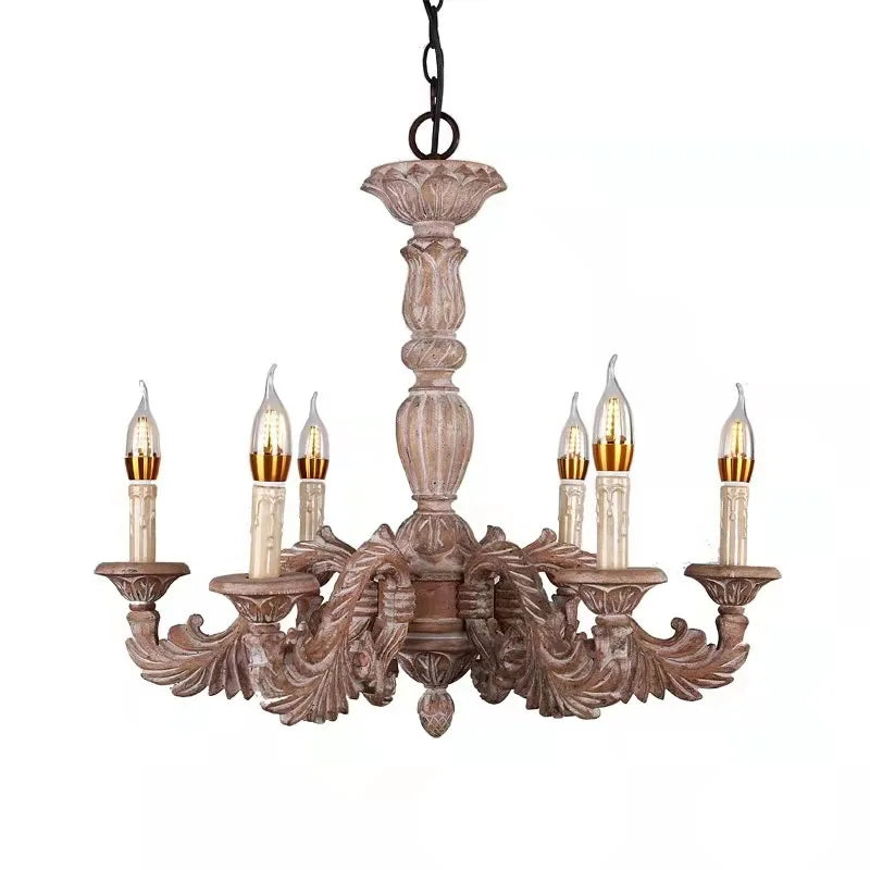 ثريا DecorBites™ الريفية الفرنسية المصنوعة من الخشب الصلب لغرفة النوم، وغرفة الطعام، وغرفة المعيشة، وغرفة الدراسة