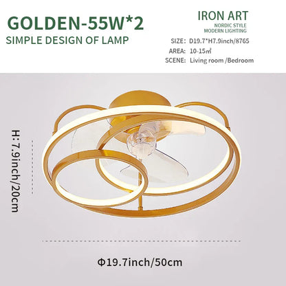 DecorBites™ LED Ceiling Fan with Remote Control, Modern Silent Lighting Fixture for Bedroom and Dining Room