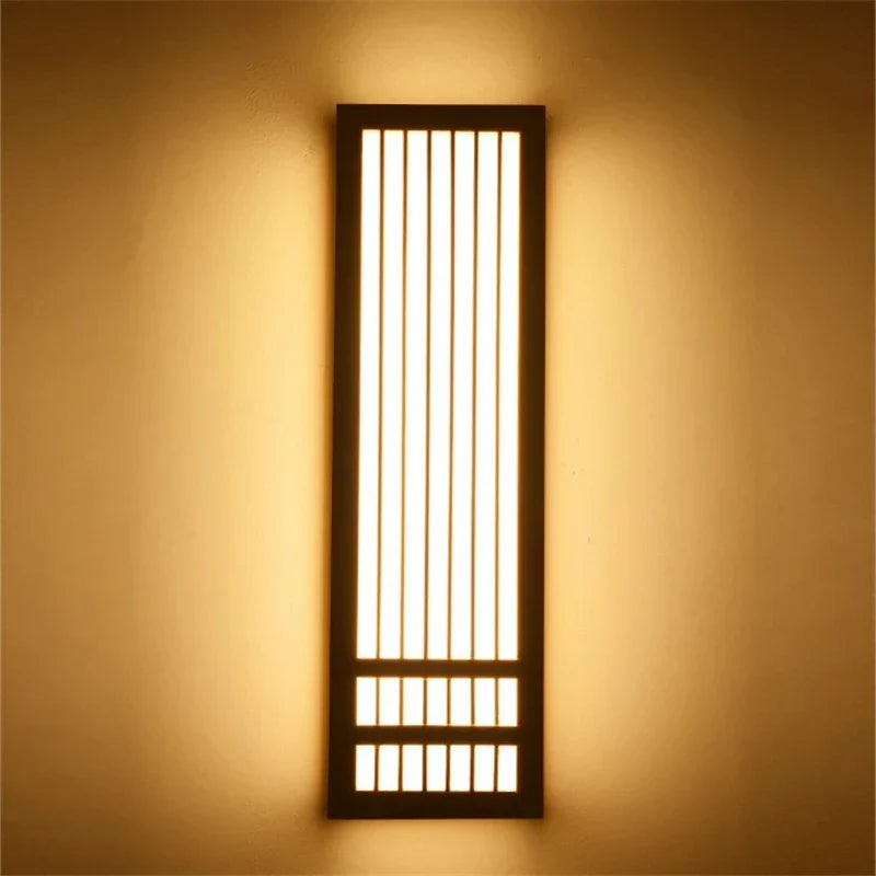 DecorBites™ Japanese Wood Wall Lamps LED Acrylic Rectangular Bedside Light for Bedroom