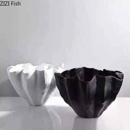 مزهرية ديكور بايتس™ المصنوعة من الراتنج الأسود، مزهرية مكتبية بترتيب زهور، ديكور غرفة عصري