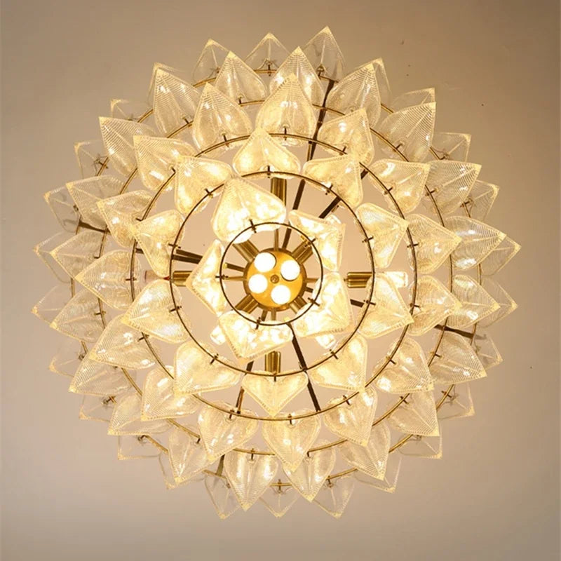 Decorbites™ Blatt-Glas-Kronleuchter - Nordischer Stil Lichtluxus-Hängeleuchte