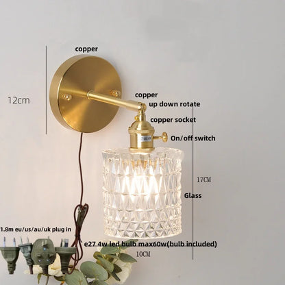 DecorBites™ Brass LED Wall Sconce with Pull Chain Switch, Nordic Design