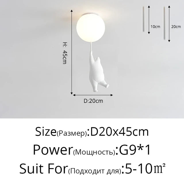 DecorBites™ Kids Cartoon Panda Polar Bear Ceiling Light Chandelier for Boys and Girls' Bedroom