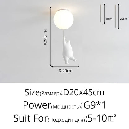 DecorBites™ Kids Cartoon Panda Polar Bear Ceiling Light Chandelier for Boys and Girls' Bedroom