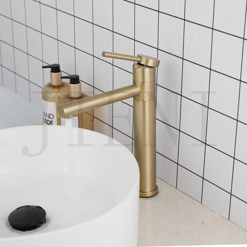 DecorBites™ Gold Plated & Chrome Basin Faucet with Long Spout, Single Handle Mixer