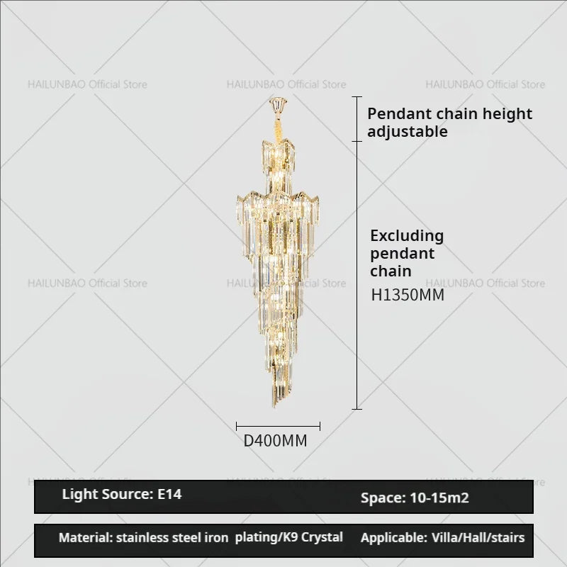 DecorBites™ Crystal Chandelier: European Villa Hotel Luxury Hollow Building Middle Floor Lighting