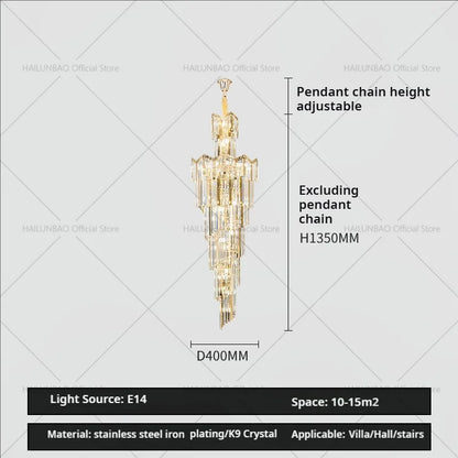 DecorBites™ Crystal Chandelier: European Villa Hotel Luxury Hollow Building Middle Floor Lighting