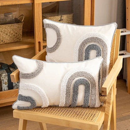 DecorBites™ Boho Style Grey Abstract Cushion Cover for Home Decoration