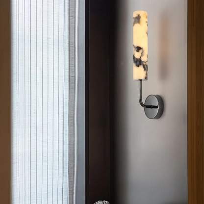 DecorBites™ Carbon Steel LED Wall Lamp with Pull Chain Switch & Marble Stone Fixtures