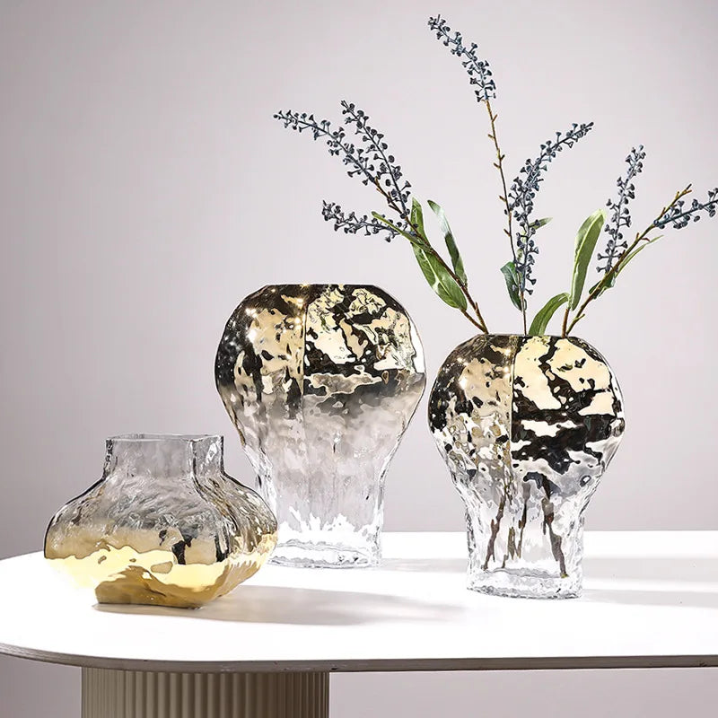 DecorBites™ Golden Geometric Glass Vase Hydroponics Terrarium Home Decoration Accessories