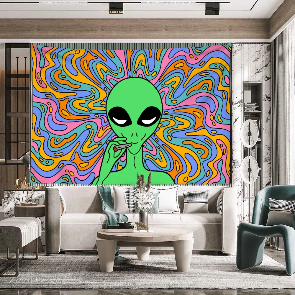 Decobites Psychedelic Alien Tapestry Wall Hanging Abstract Hippie Boho Dorm Home Decor