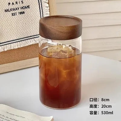 DecorBites™ Glass Tea Cup with Lid: High Temp Resistant & Sealed Coffee Cup