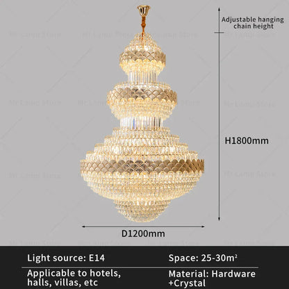 DecorBites™ Crystal Chandelier - Modern Duplex Loft Staircase Living Room Lighting