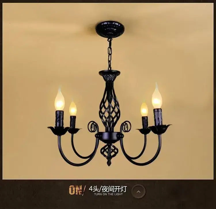 DecorBites™ Modern Black Iron Chandelier for Living Room