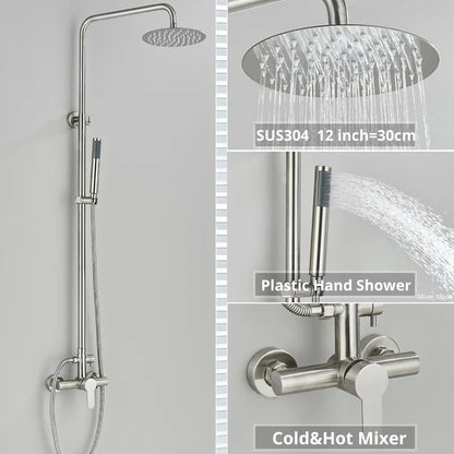 مجموعة صنبور دش DecorBites™ الأسود مع رأس دش مطري وصنبور خلاط مثبت على الحائط