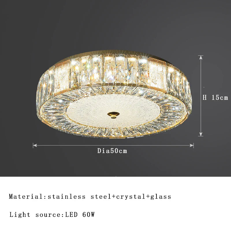 DecorBites™ Gold Crystal Glass Ceiling Light Fixture for Modern Living Rooms & Bedrooms