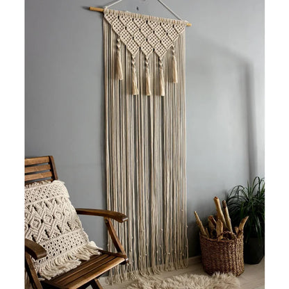 Decobites Macrame Boho Curtain Tapestry with Tassels