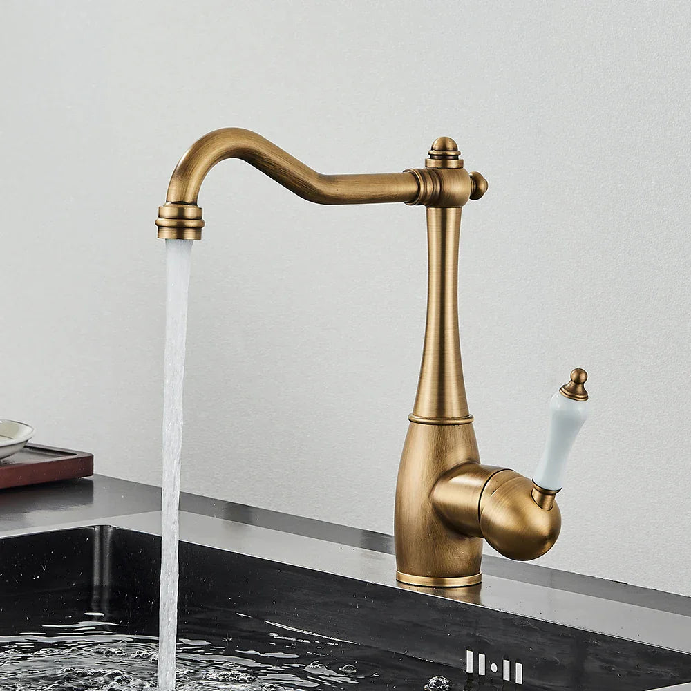 DecorBites™ Brass Basin Waterfall Faucet Mixer Tap for Kitchen & Bathroom, Hot&Cold Mixer
