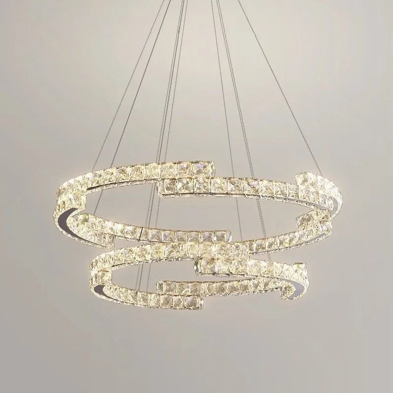 DecorBites™ Crystal LED Chandelier Pendant Light Modern Luxury Foyer Ceiling Lamp