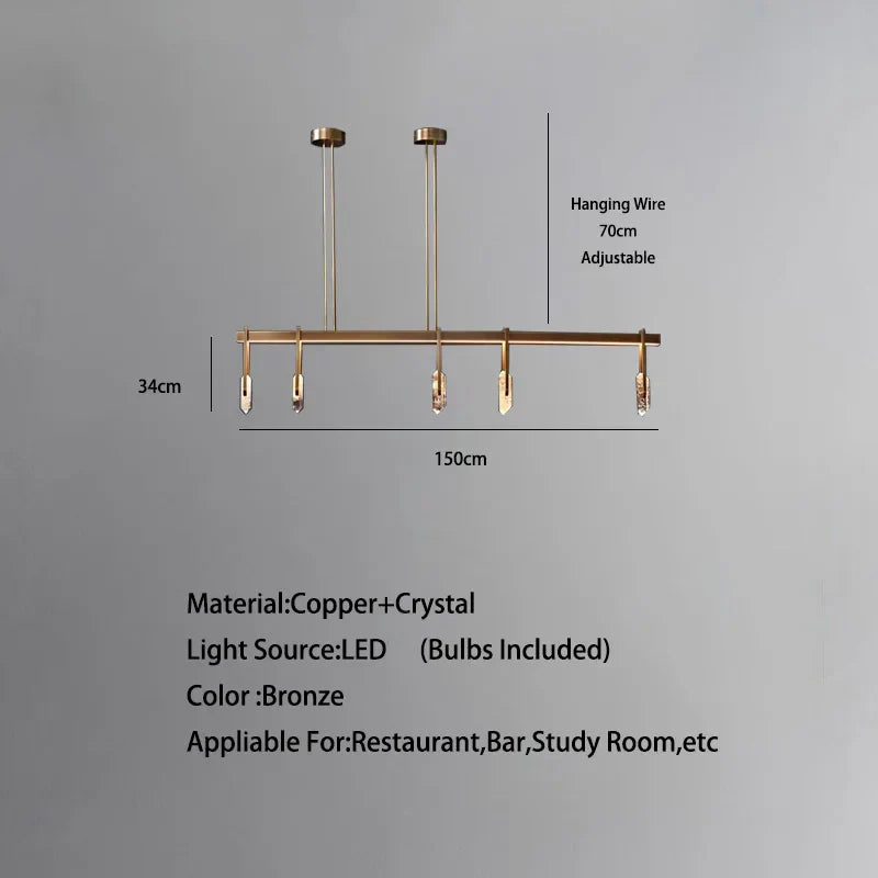 DecorBites™ Bronze LED Crystal Hanging Lamp Luxury Fixture for Living Room