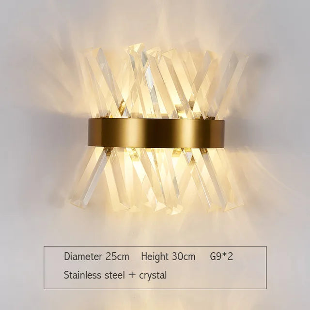 Gold Crystal LED Sconce Warm White 2700K