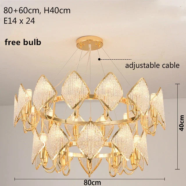 DecorBites™ Crystal Chandelier Pendant Light: Modern Luxury Luminaria for Living Room Décor