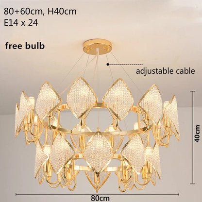 DecorBites™ Crystal Chandelier Pendant Light: Modern Luxury Luminaria for Living Room Décor
