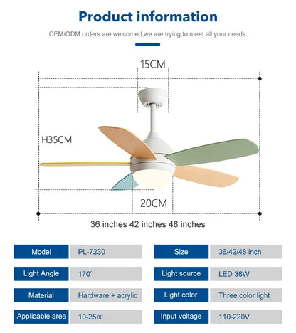DecorBites™ Kids Ceiling Fan with Light and Remote Control, 3-Speed, 5-Blade Helicopter Design