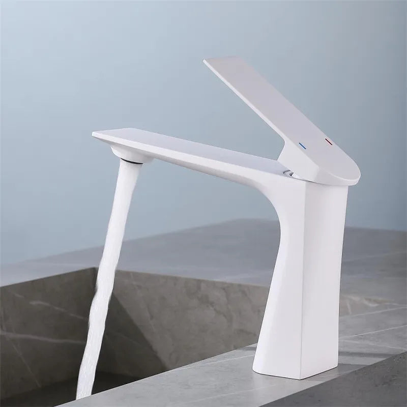 DecorBites™ Brushed Gold Bathroom Basin Faucet - Single Hole Water Mixer Crane