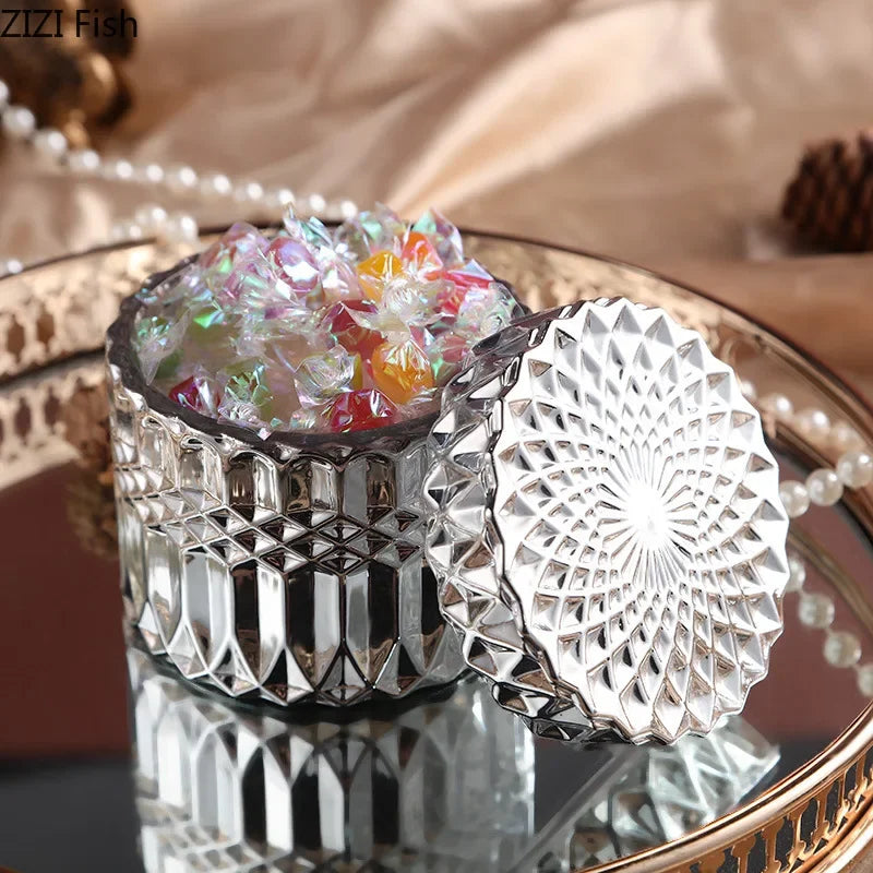 مرطبان ديكوربايتس™ الزجاجي المذهب للتخزين مع غطاء للحلوى والمجوهرات ومستحضرات التجميل