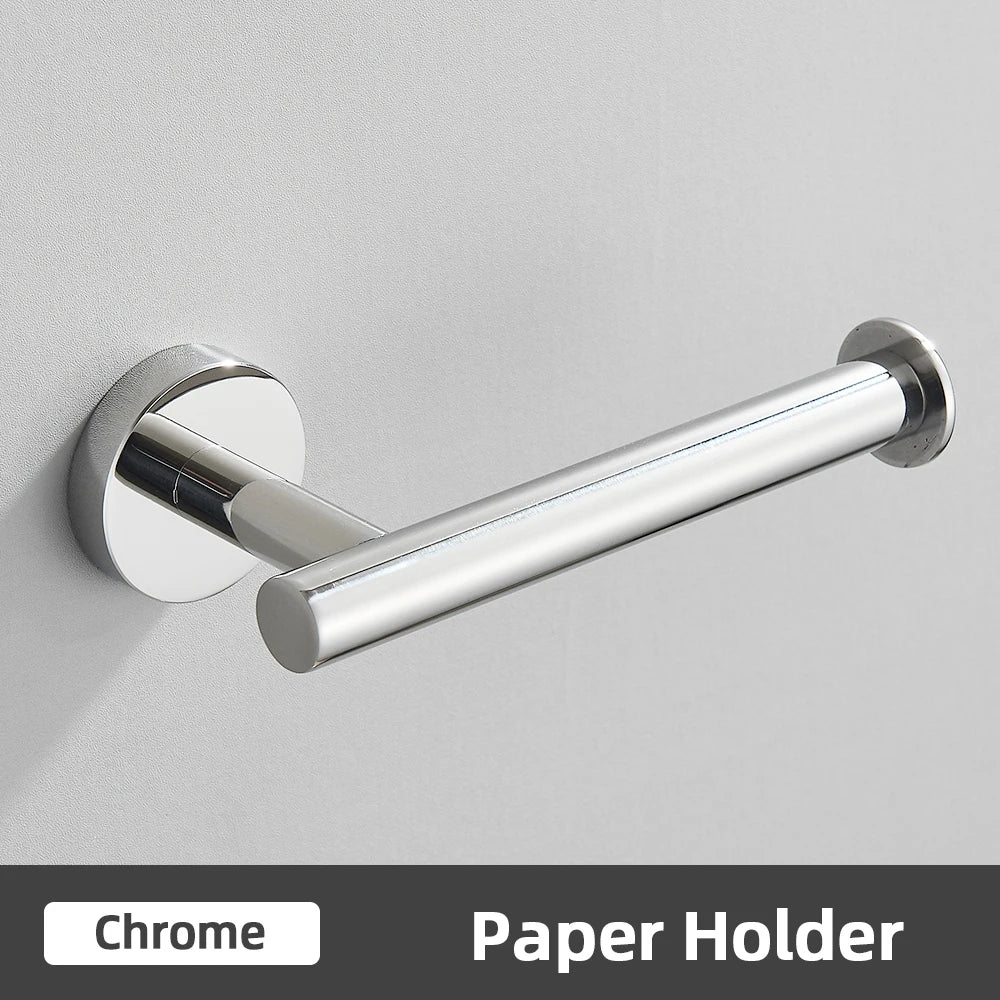 DecorBites™ Brushed Gold Bathroom Accessories Set: Towel Rail, Paper Holder, Hook, Stainless Steel