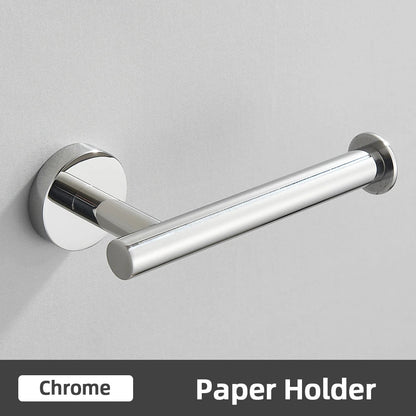 DecorBites™ Brushed Gold Bathroom Accessories Set: Towel Rail, Paper Holder, Hook, Stainless Steel