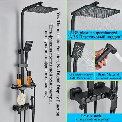 DecorBites™ Digital Display Thermostatic Shower Faucet Set Rainfall Shower Mixer