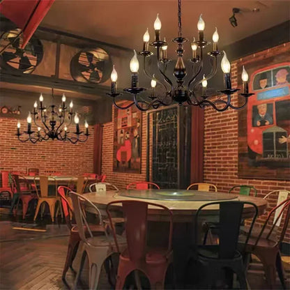 Decorbites™ Candelabro de Vela Francés de Hierro Negro Industrial Vintage de Estilo Granja Iluminación