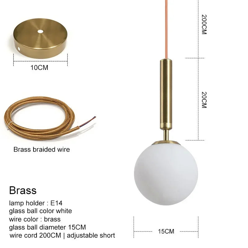 Lámpara colgante de bola de vidrio dorado Decorbites™ para decoración lujosa del comedor y dormitorio
