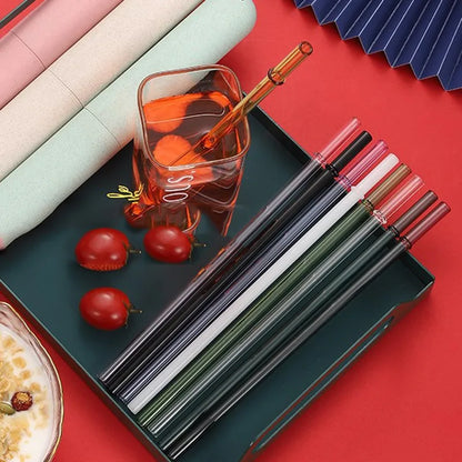 DecorBites™ Glass Bent Straw 200mm - Reusable Cold Beverage Drinking Straw